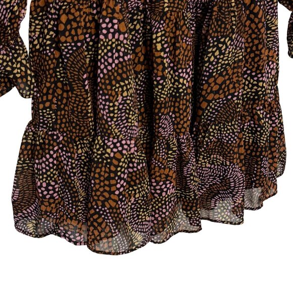 Womens Meritt Abstract Print Smocked Long Sleeve Mini Dress - Size Small - NWT - Picture 6 of 8